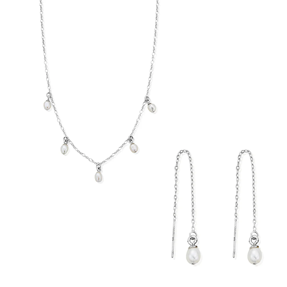 Ethereal Pearl Necklace and Earrings Gift Set
