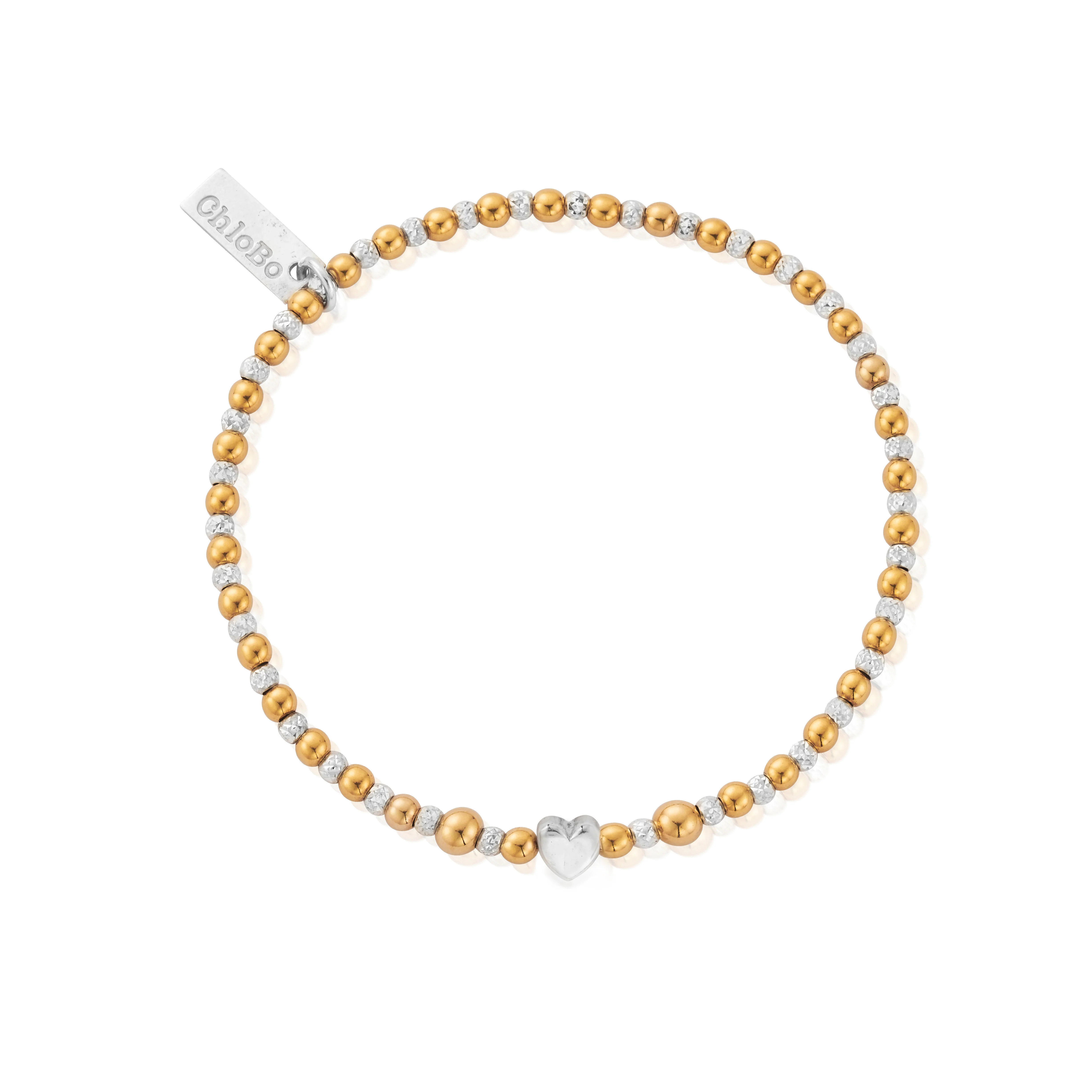 Mixed Metal Inset Heart Bracelet