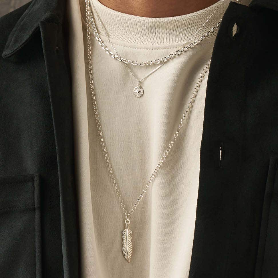 Men's Curb Chain Compass Necklace - Image 2