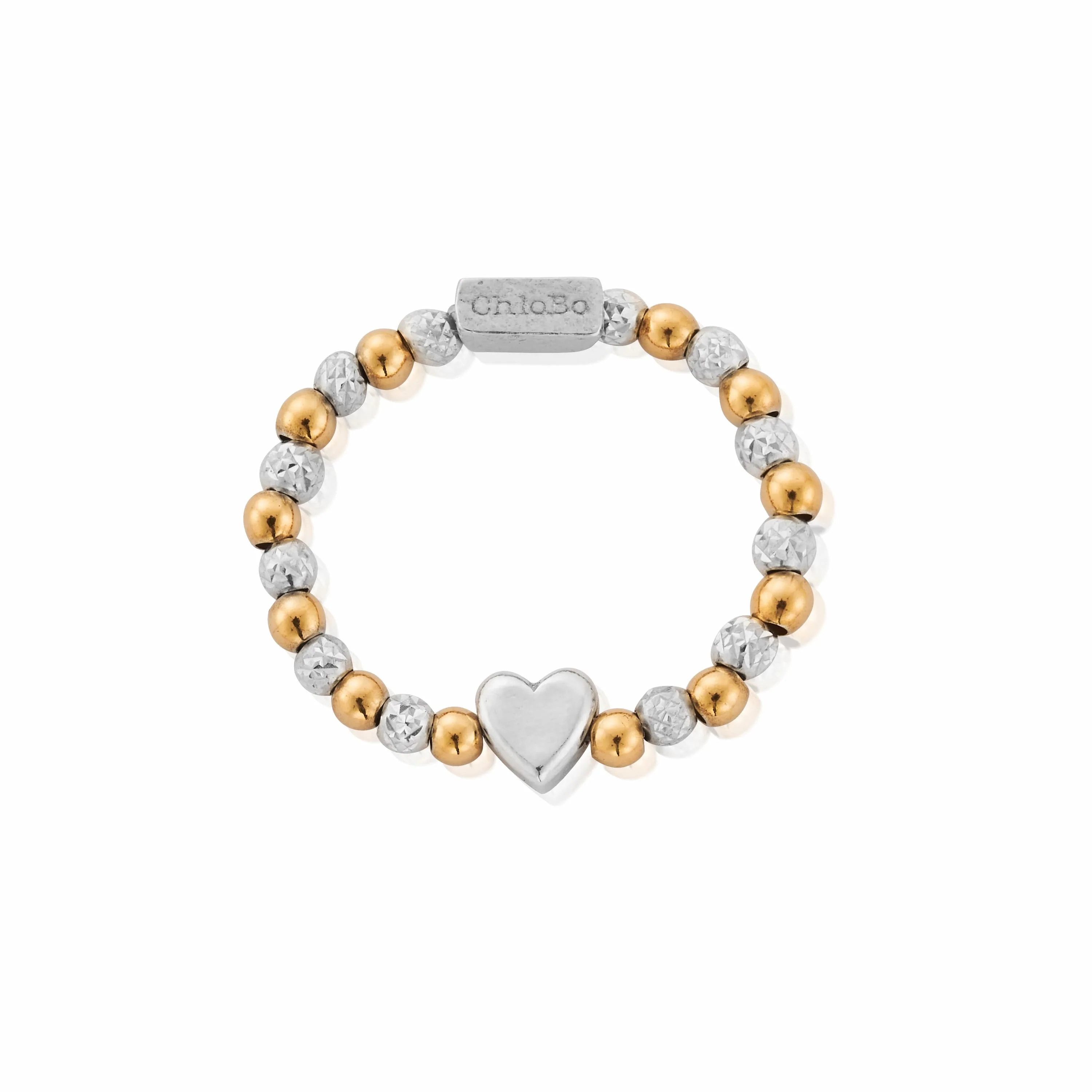 Mixed Metal Inset Heart Ring