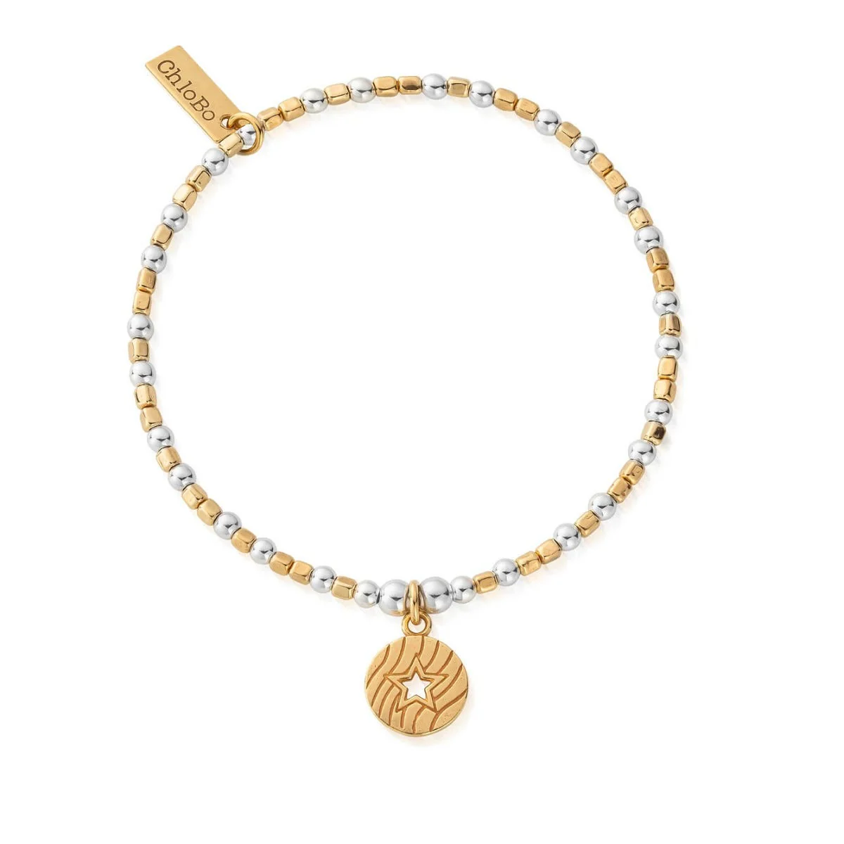 Mixed Metal Open Star In Circle Bracelet